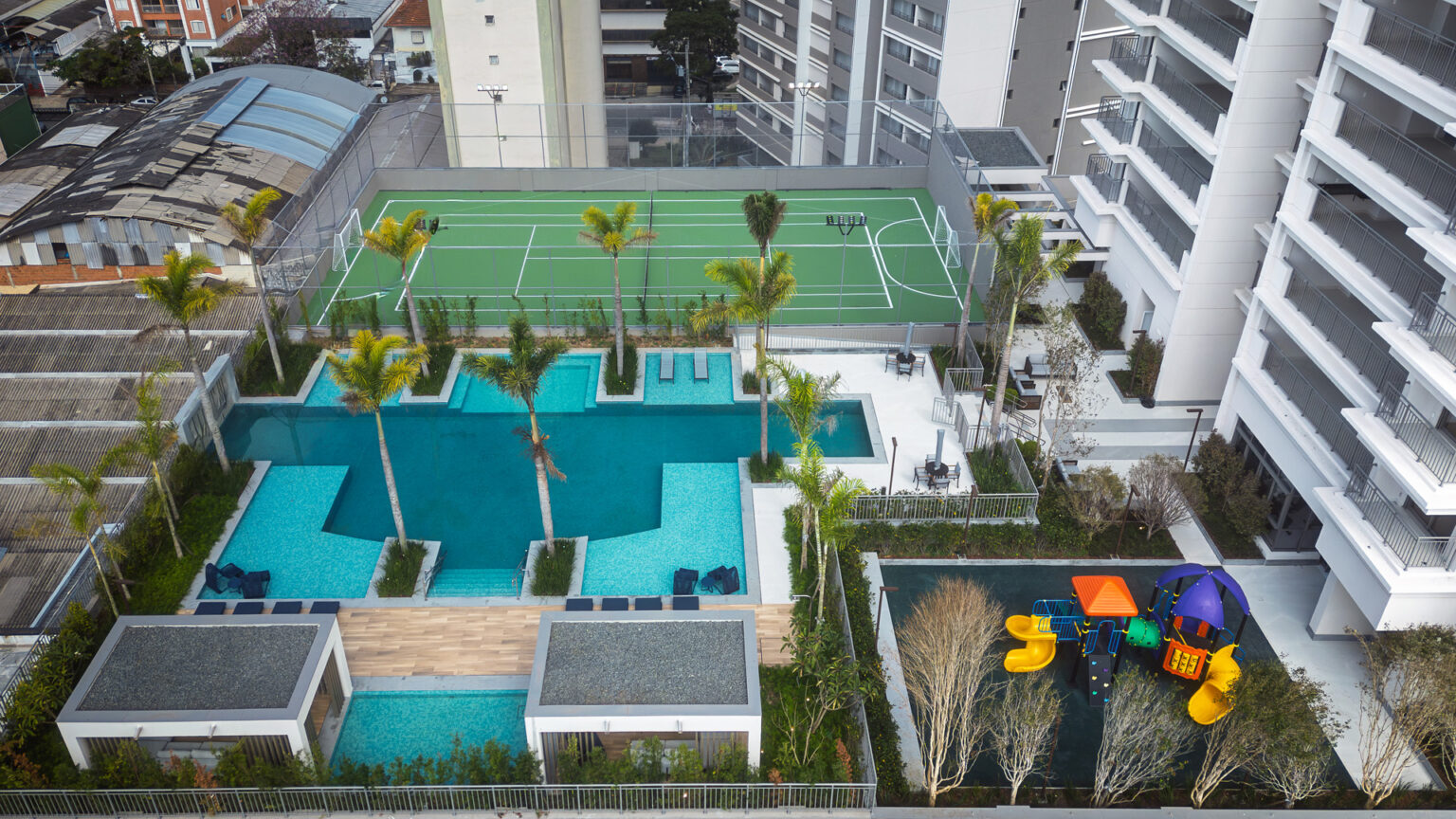 Green View Butantã 2 Vista Aérea Do Lazer Entregue Do Green View Butantã, Com Piscina, Quadra De Tênis E Playground, Na Rua Alvarenga, 1260